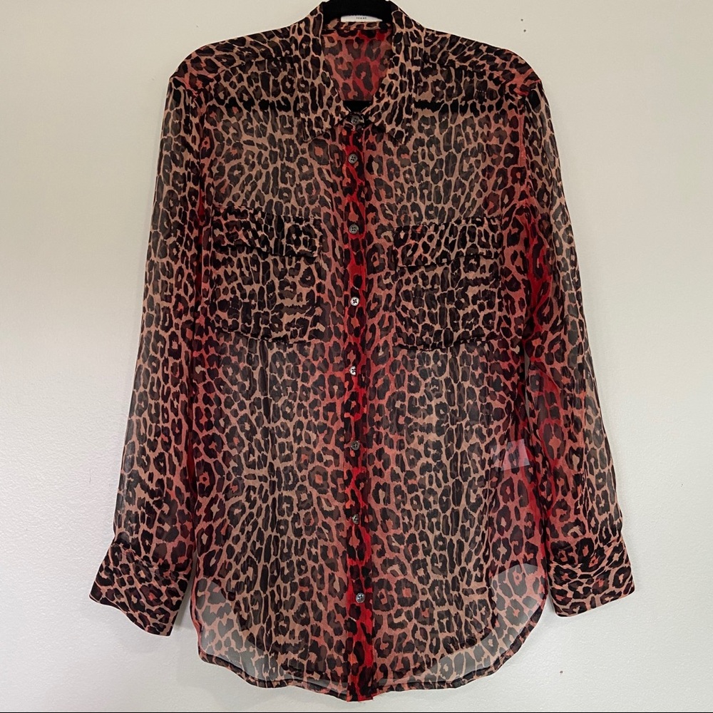 Equipment Signature Spotted Hyde Blouse Silk Med - Picture 2 of 9